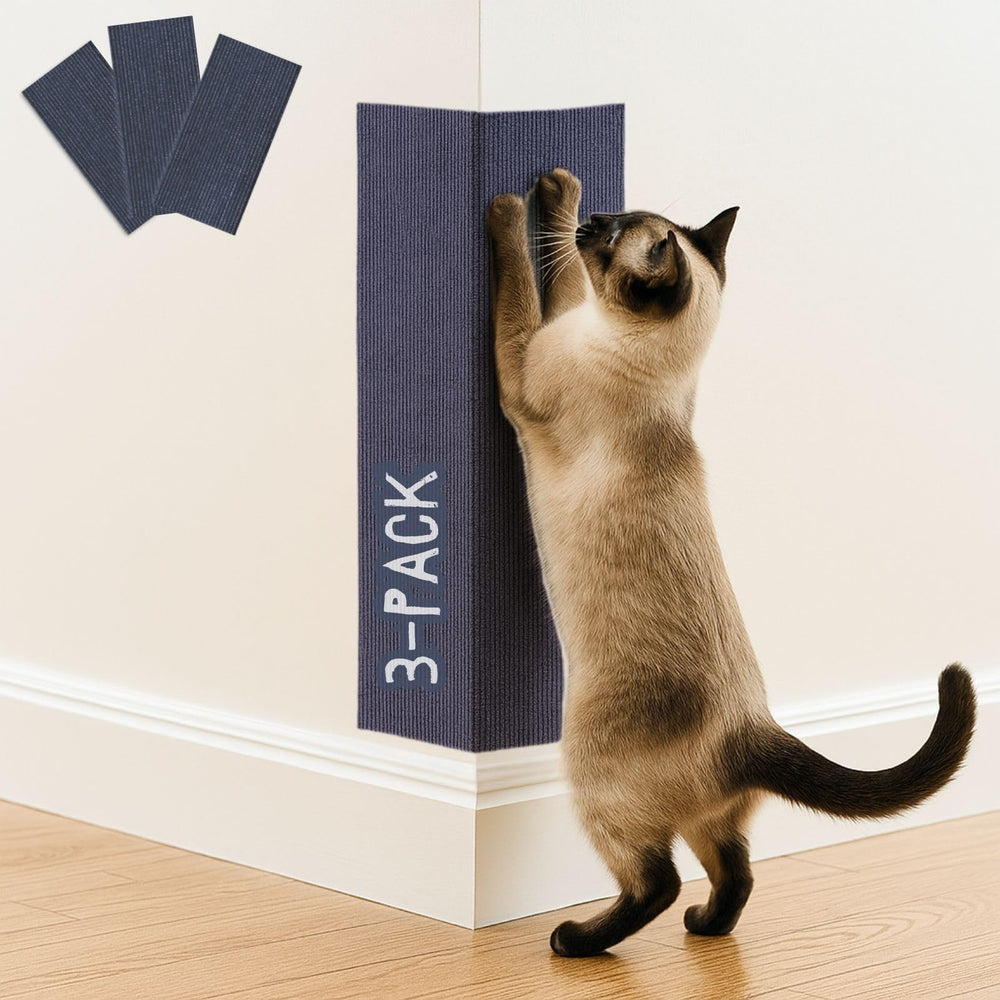 2ME Almohadilla rasguño para gatos azul, tres piezas, protege muebles.