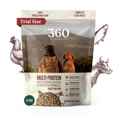 360 Pet Nutrition alimento-crudo-congelado multi-proteina con res, pollo y pescado para perros