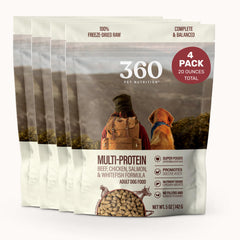 360-pet-nutrition empaque liofilizado facilita almacenamiento para perro