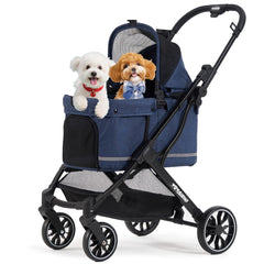 797Audio carrito para perros, vista frontal, azul, para paseos cómodos.