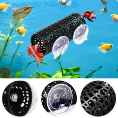 Abizoo Betta Tunel negro: aperturas laterales facilitan ingreso y escapatoria de peces y camarones.