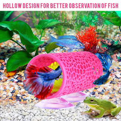 Abizoo tunel rosa betta escondite acogedor para peces pequeños.