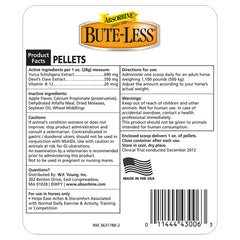 Absorbine Bute-Less etiqueta: ingredientes naturales visibles para una comodidad potencial.