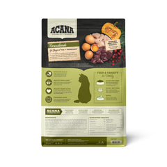 ACANA Grasslands, ingredientes principales pato-pollo-pavo-huevos, alto contenido proteico para gatos activos