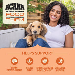 ACANA: mezcla de granos y fibra suave para la digestión de cachorros.