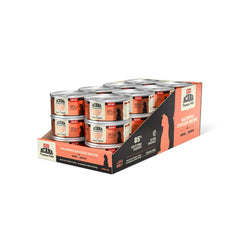 ACANA Premium Pate Salmón y Pollo, frente de lata, sabor natural y proteína de calidad.