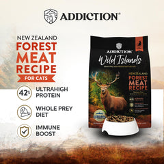Addiction Wild Islands alta proteína para gatos, foco en venado