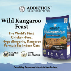 Kibble crujiente de Addiction Wild Kangaroo Feast para digestión suave.