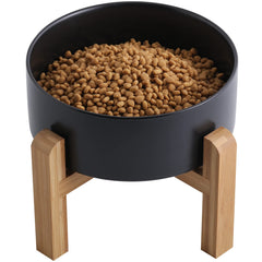 Addogyy plato cerámico elevado con base de madera facilita el acceso a comida y agua.