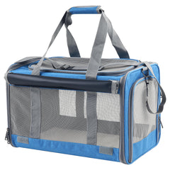 Adkyop transportin gatos grande azul con malla superior para ventilacion.