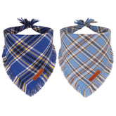 ADOGGYGO bandana azul con cuadros y flecos para paseos diarios