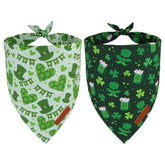 Bandana ADOGGYGO verde de San Patricio con trébol, ideal para fotos festivas de tu perro.