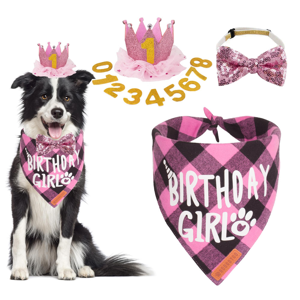 ADOGGYGO chapeau anniversaire chien rose, parfait pour des photos festives