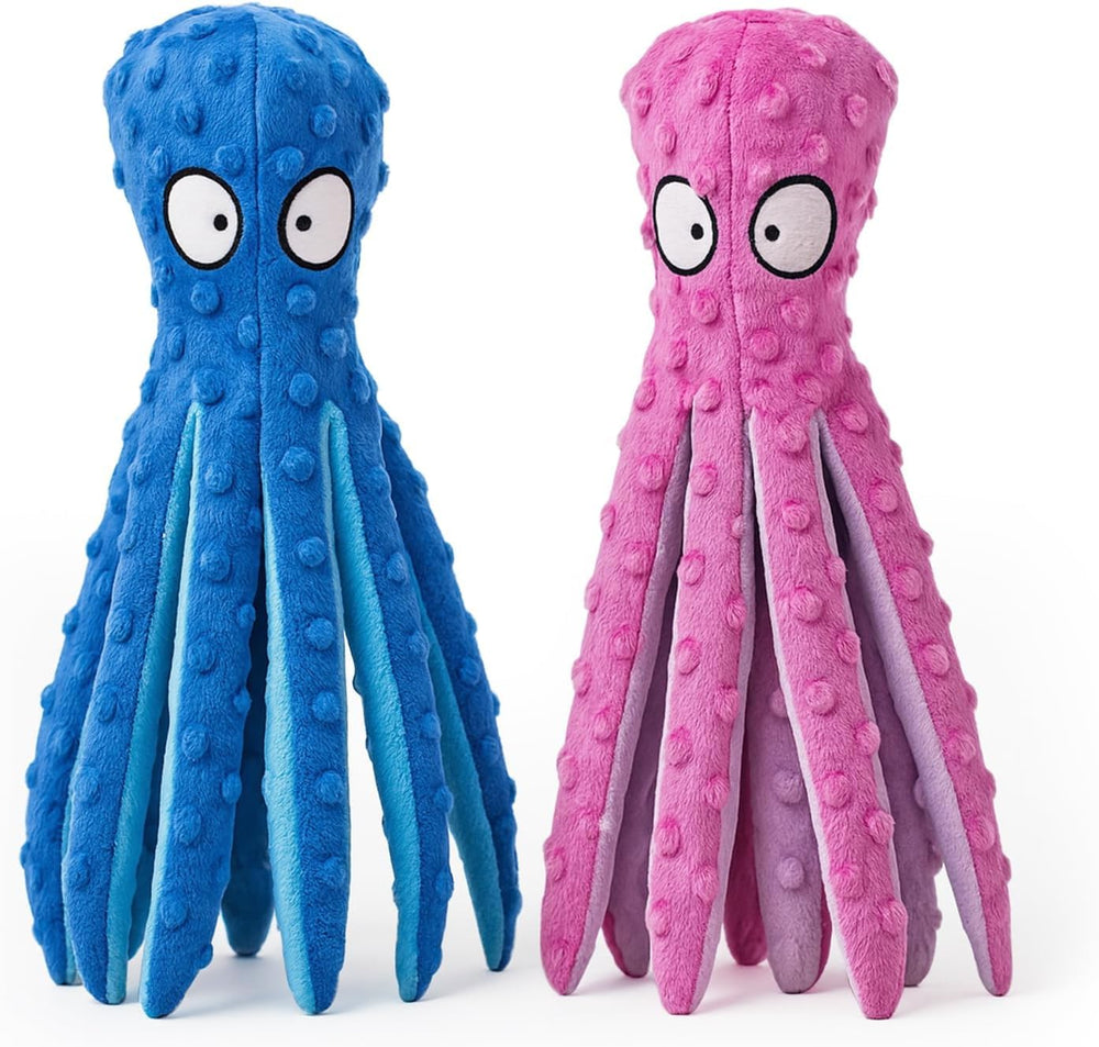 Juguete pulpo azul de AdoPet con chirrido, ideal para juego activo