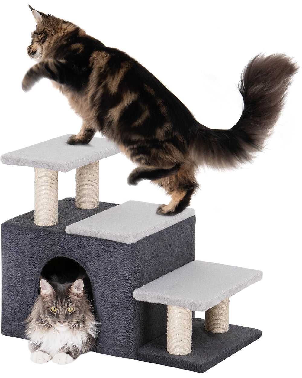Aechonow escalera para gatos 3 en 1 con cueva ofrece acceso seguro a zonas elevadas.