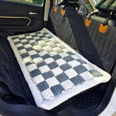 AEEISHOMEREFORM cama-asiento mascota, diseño de cuadros azul gris, protege el coche de arañazos.