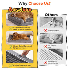 Cama Aeroluxe de 48x35x7,5 pulgadas, apta para perros grandes.