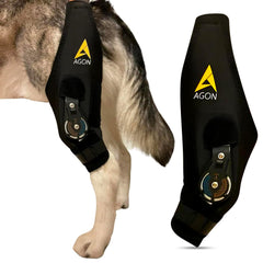 AGON rodillera para perro con ajuste de bisagra ofrece soporte de articulación de rodilla.