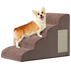 Escaleras para perros Ahpmeoa de 4 pasos junto a la cama para acceso cómodo