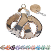 Aiitle arnés jaquard marrón-beige, cómodo y transpirable para paseos diarios.