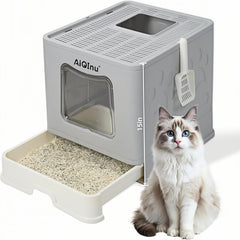 AiQInu: caja de arena amplia abierta para comodidad del gato.
