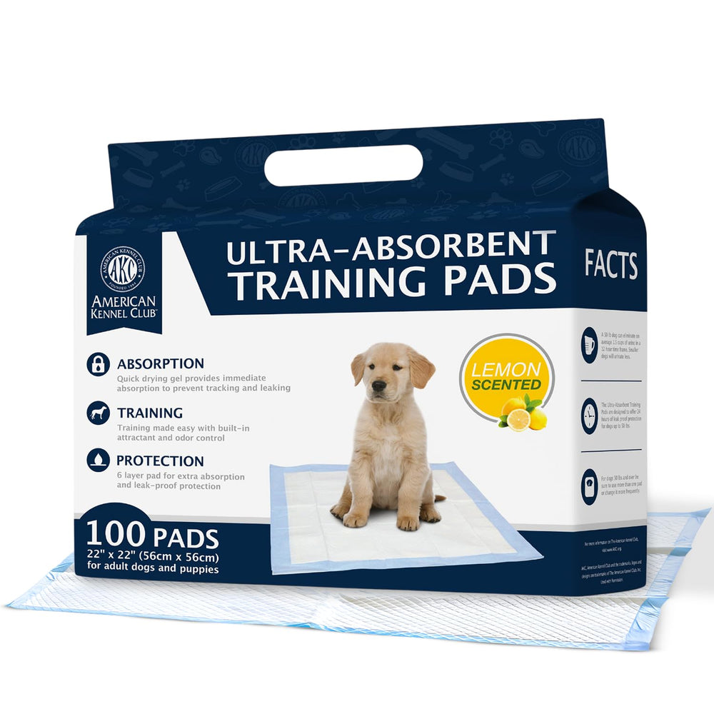 Almohadilla AKC para cachorros con olor a limón y uso diario en interiores.