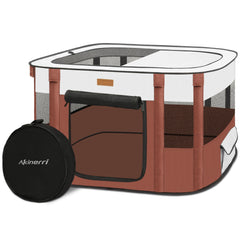 Cerca de juego Akinerri plegable para mascotas, marrón mediano, ideal para interiores y exteriores