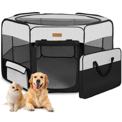 Jaula de juego Akinerri para perros con ventilación óptima y visión de 360 grados.