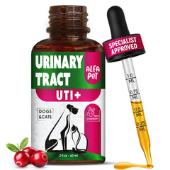 Alfa Pet tratamiento infección urinaria en botella con gotero para perros y gatos.
