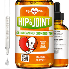 Alfa Love Pets Glucosamina para perros: botella vertiendo, soporte para articulaciones