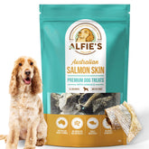 ALFIE'S TREATOS piel de salmón crujiente en bolsa para perros, snack premium para perros.