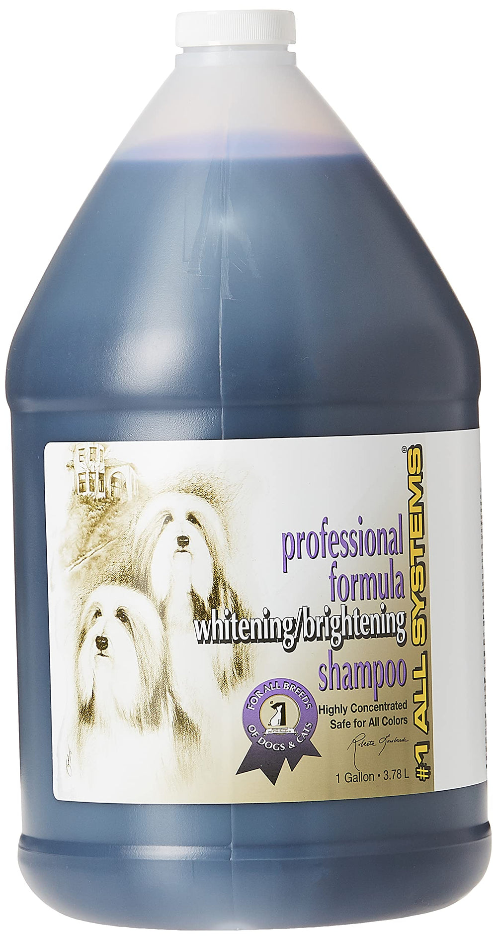Botella de all-systems shampoo blanqueador para perros y gatos, brillo suave