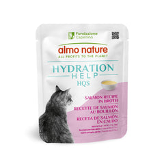 Almo Nature HQS, filete de salmón en caldo para gatos, experiencia sabrosa.
