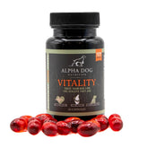 Alpha Dog Nutrition: bote de aceite de krill para perros, piel sana y pelaje brillante.