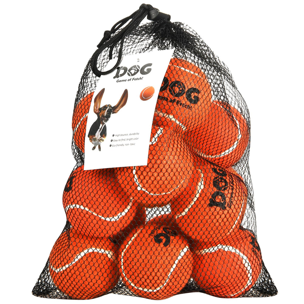 Bolas de tenis AMA SPORT para perros naranjas, paquete de 12, alta visibilidad.