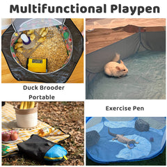 Amakunft Playpen con expansión de techo al 150%, facilita limpieza.