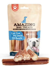 Amazing Dog Treats Bully Sticks de 6 pulgadas, masticación prolongada para perros grandes.