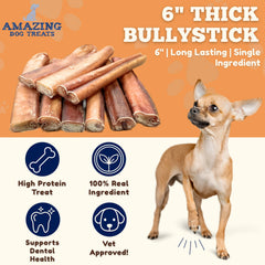 Amazing Dog Treats Bully Sticks sin cuero crudo, opción segura para perros.