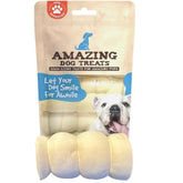Amazing Dog Treats cachete de ternera en rollos de 4 pulgadas para masticación prolongada.