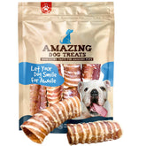 Amazing Dog Treats trachea de res anillos 3-4 pulgadas, premio alto en proteína.