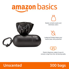 Amazon Basics bolsas caca para perros, tamaño 13x9, cobertura generosa.