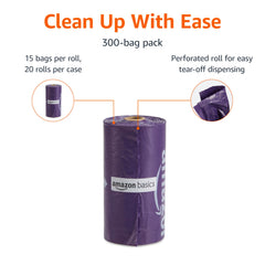 Bolsas en rodillos perforados de Amazon Basics para dispensación fácil.