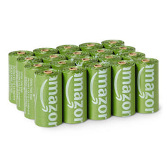 Bolsas Amazon Basics para desechos de perros, 70% recicladas, útiles para paseos diarios.