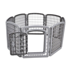 Amazon Basics jaula para perros 8 paneles octagonal, montaje rápido y almacenamiento sencillo