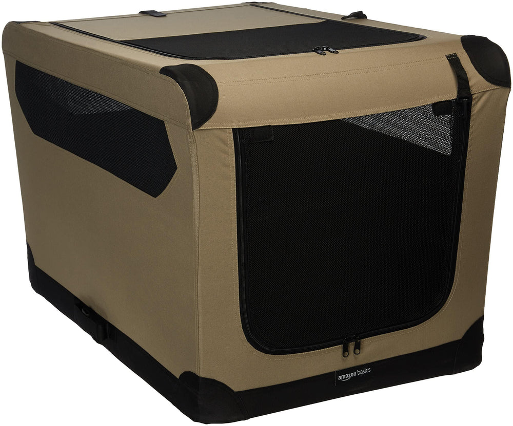 Amazon Basics jaula suave plegable para mascotas, ideal para viajes.