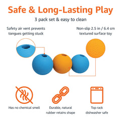 Pelota naranja Amazon Basics para perros, estimula la actividad física durante el juego.