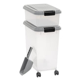 Amazon Basics contenedor 33qt para alimento de mascotas con cierre hermético.