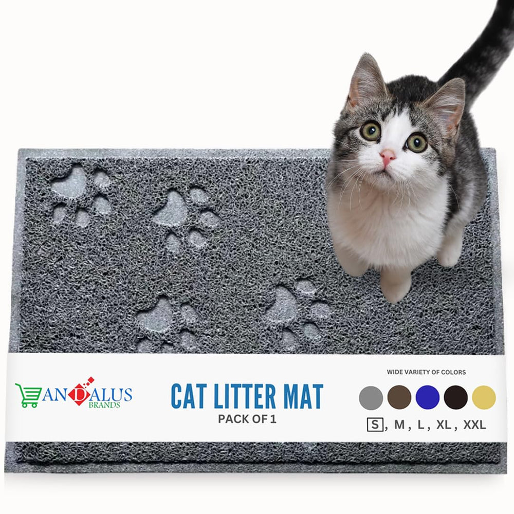 Alfombra impermeable de Andalus Brands para arena de gato, protege el suelo y atrapa la arena.