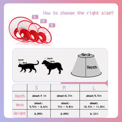 Cono Andiker rosa para perros y gatos, diseño transparente y cómodo.