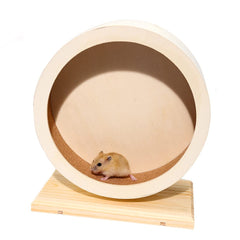 Rueda de madera silente antiai para hamster de 9.8 pulgadas, ideal para ejercicio diario.